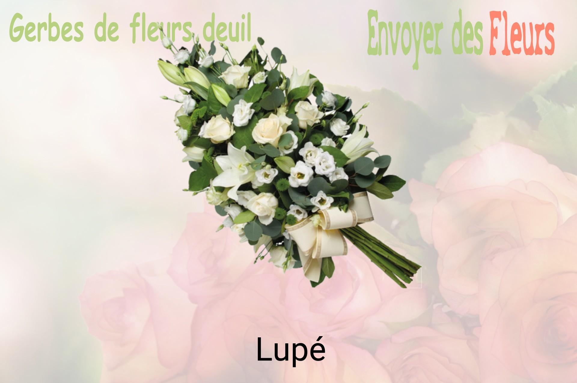 Gerbe de fleurs de deuil livrée à Lupé